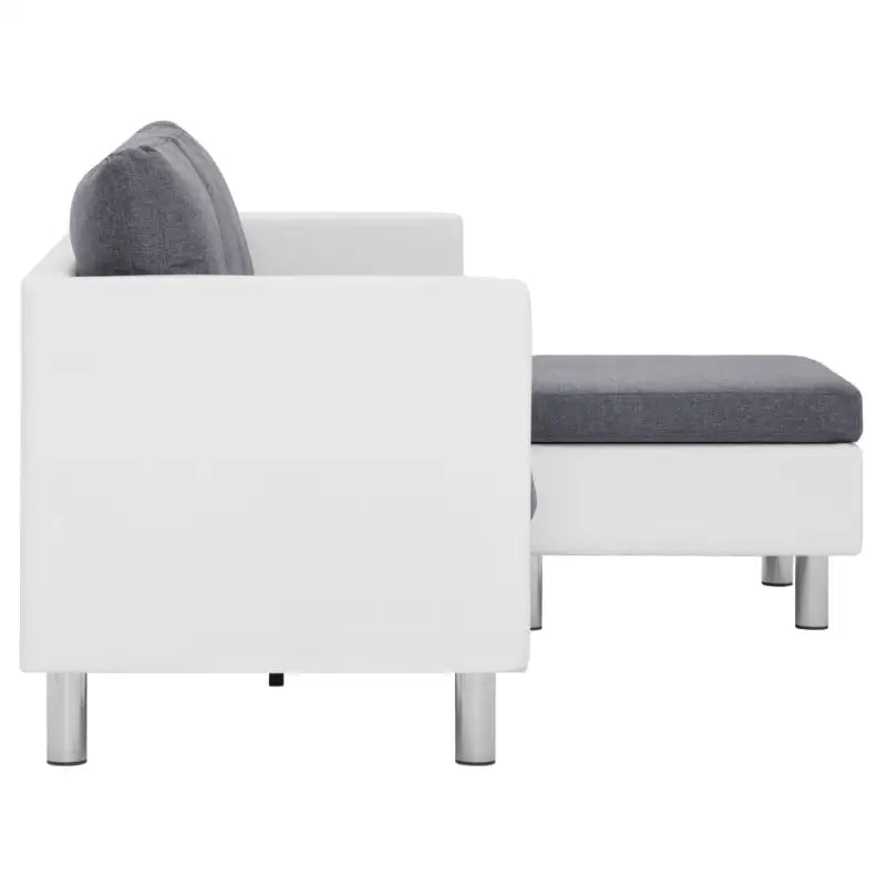 Bank met kunstlederen bekleding en verchroomde ijzeren poten voor comfort - Wit en zwart - Banken