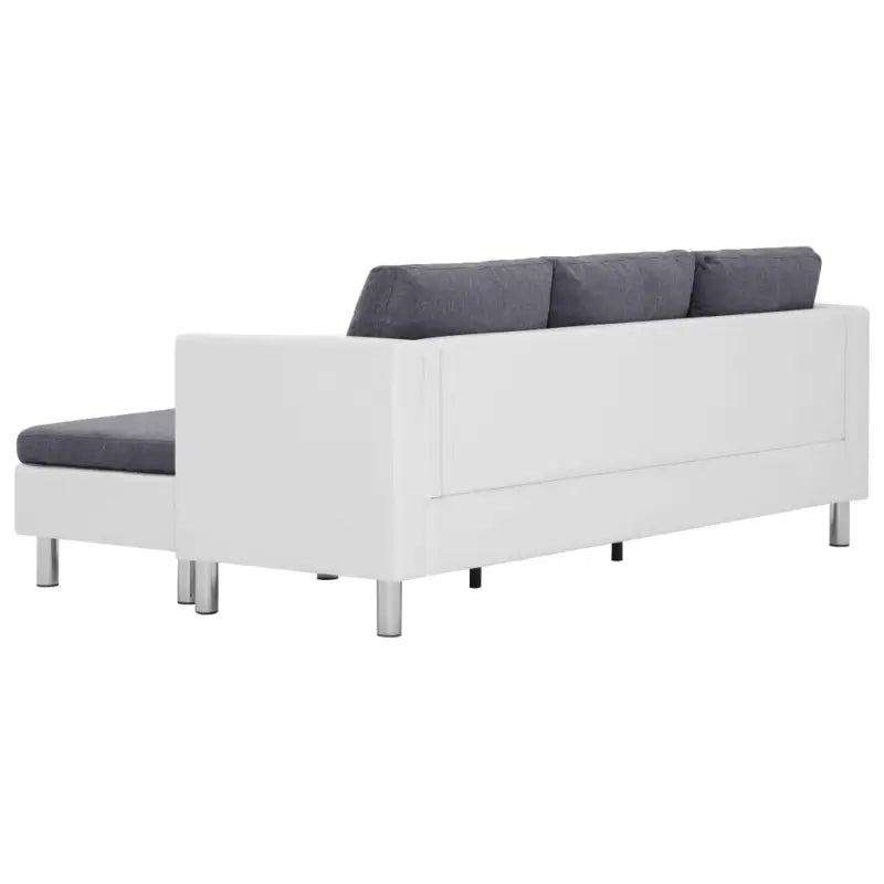 Bank met kunstlederen bekleding en verchroomde ijzeren poten voor comfort - Wit en zwart - Banken