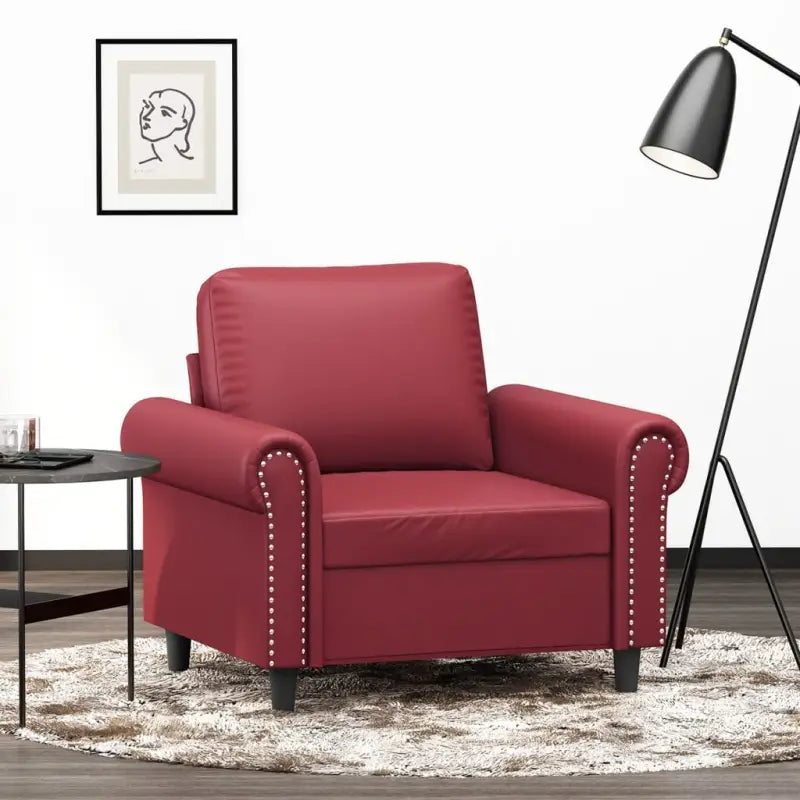 Banken 2-zitsbank in kunstleer voor gezellige zitervaringen - Wijnrood / 60 cm - Banken