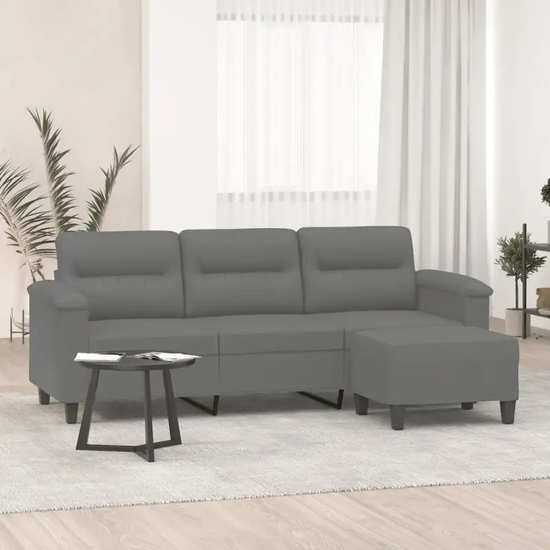 Driezitsbank Met Voetenbank 180 Cm Microvezelstof