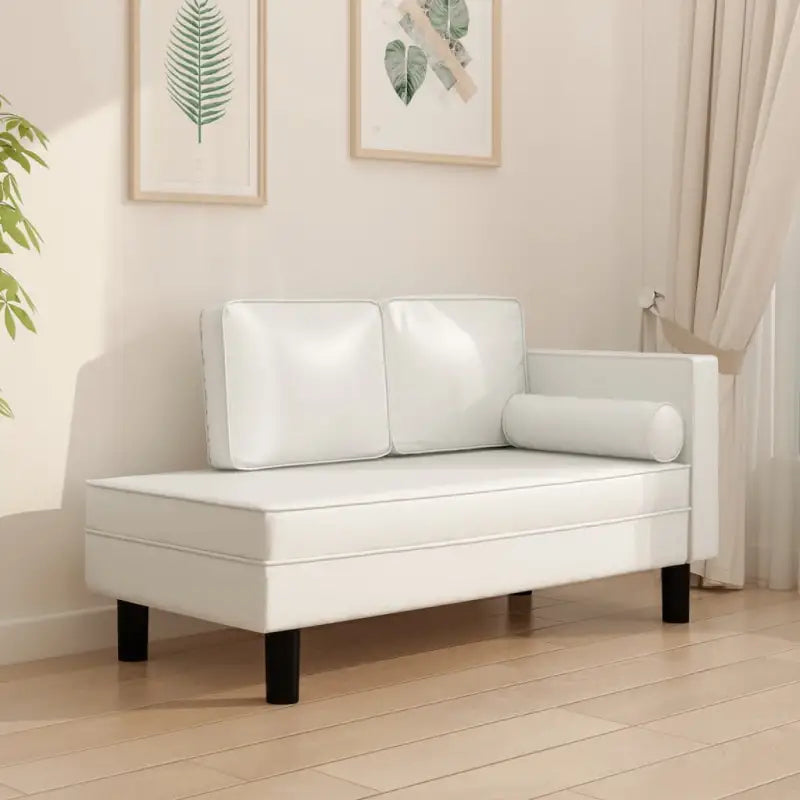 Banken chaise longue met duurzaam hoogwaardig kunstleer - Crème - Banken