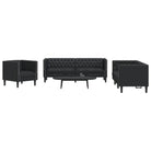 Banken Chesterfield-stijl met comfortabele afmetingen en stijlvolle uitstraling - Zwart / Fauteuil + tweezitsbank
