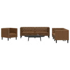Banken Chesterfield-stijl met comfortabele afmetingen en stijlvolle uitstraling - Bruin / Fauteuil + tweezitsbank