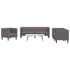 Banken Chesterfield-stijl met comfortabele afmetingen en stijlvolle uitstraling - Grijs / Fauteuil + tweezitsbank