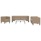 Banken Chesterfield-stijl met comfortabele afmetingen en stijlvolle uitstraling - Cappuccino / Fauteuil + tweezitsbank