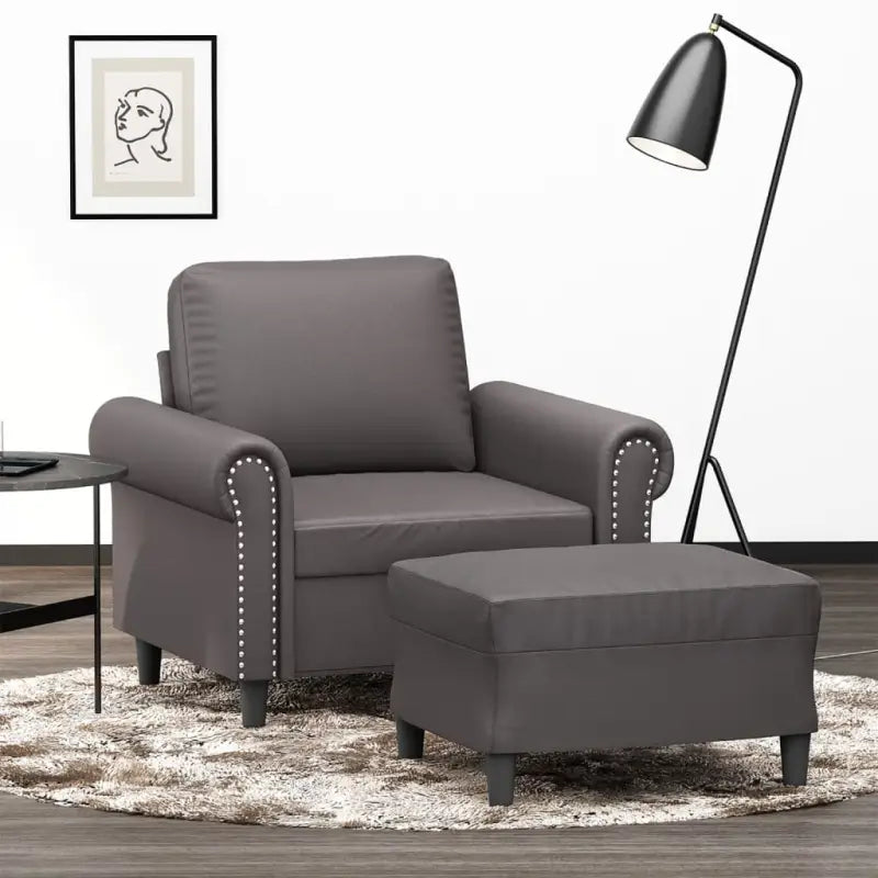 Banken Fauteuil in Kunstleer voor Gezelligheid en Ontspanning - Grijs - Banken