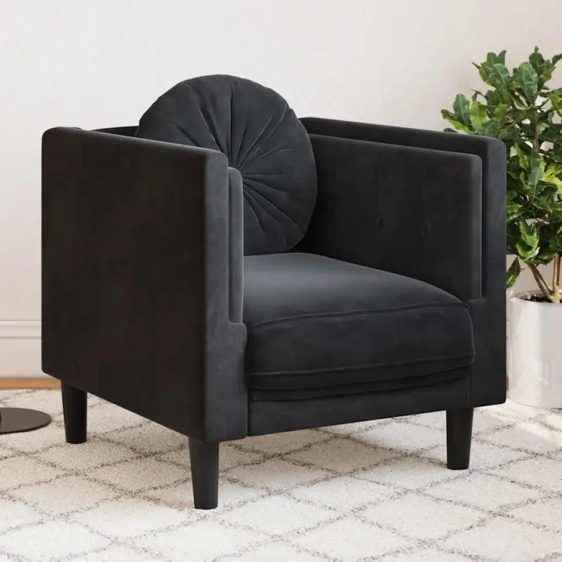Banken fauteuil in kunstsuède voor ontspannen en gezellig comfort - Zwart / Bank - Banken