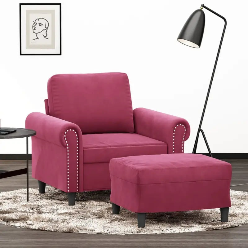 Banken fauteuil met duurzaam fluweel voor gezellig en comfortabel zitten - Wijnrood - Banken