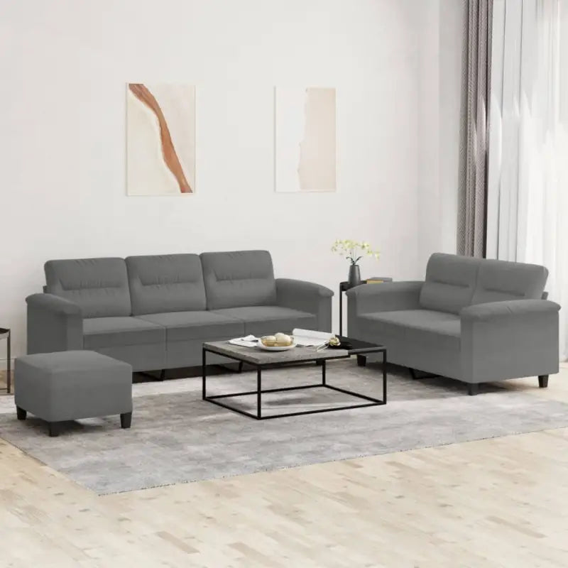 Banken loungeset de perfecte keuze voor ontspannen entertainment - Donkergrijs / Met voetenbank - Banken