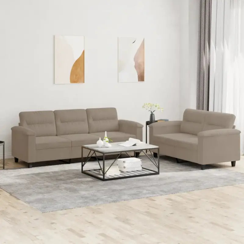 Banken loungeset de perfecte keuze voor ontspannen entertainment - Taupe / Zonder voetenbank - Banken