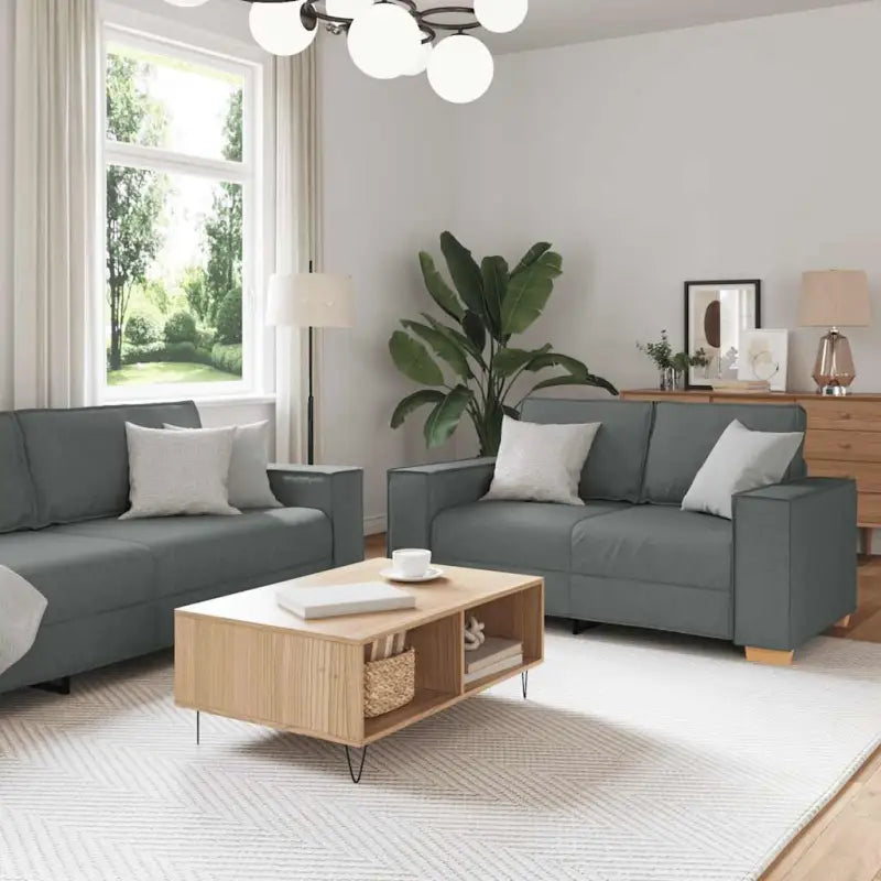Banken loungeset met brede armleuningen en comfortabele diepte zitting - Donkergrijs / 160 cm - Banken