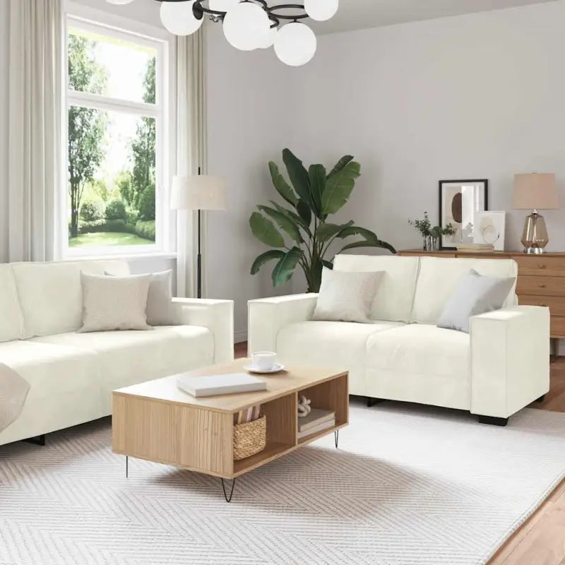 Banken loungeset met brede armleuningen en comfortabele zitbreedte - Crème / 160 cm - Banken