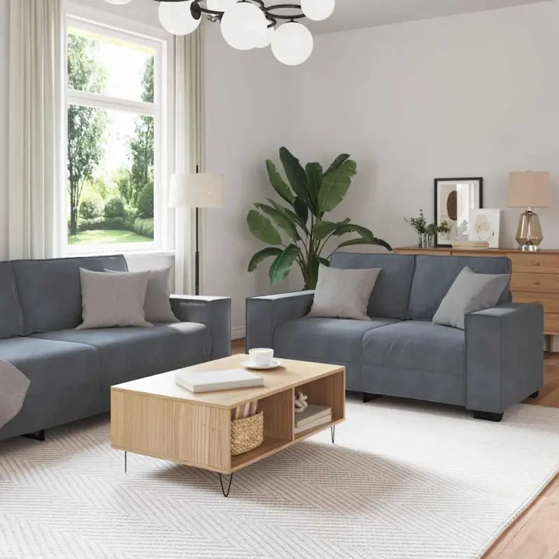 Banken loungeset met brede armleuningen en comfortabele zitbreedte - Donkergrijs / 160 cm - Banken
