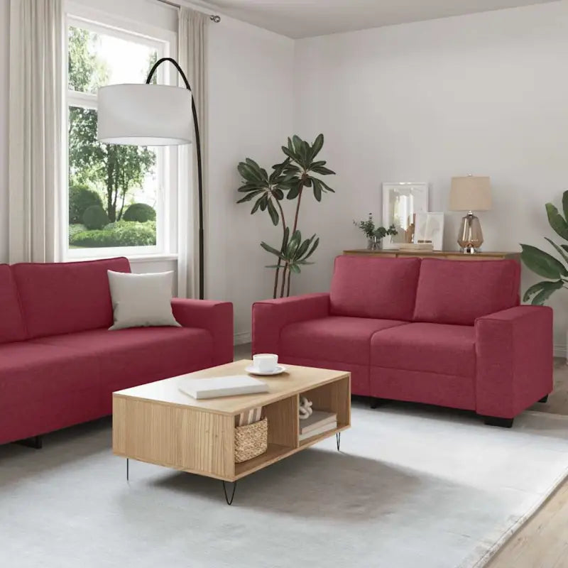 Banken loungeset met brede armleuningen en comfortabele zithoek - Wijnrood - Banken