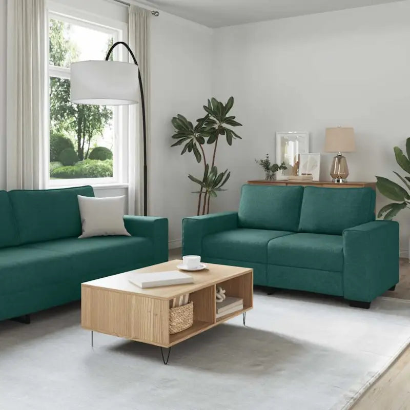 Banken loungeset met brede armleuningen en comfortabele zithoek - Donkergroen - Banken