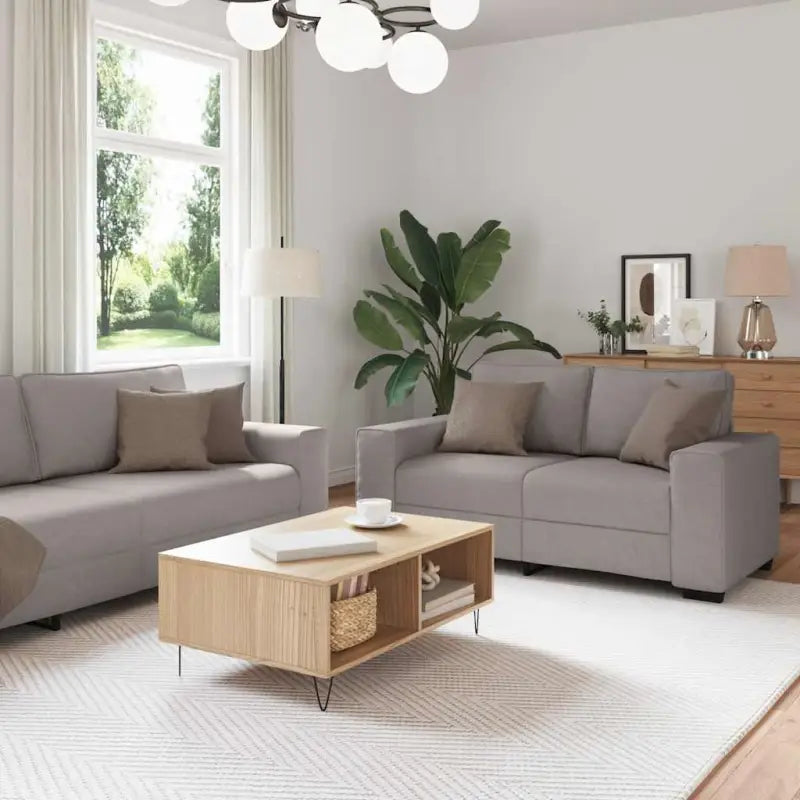 Banken loungeset met brede armleuningen en comfortabele zithoek - Taupe - Banken