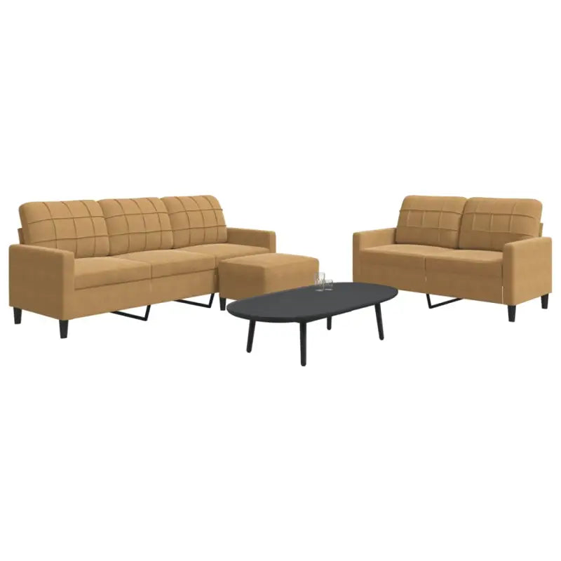 Banken loungeset met comfortabele afmetingen en stijlvolle design - Bruin / Met voetenbank - Banken