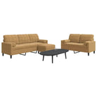 Banken loungeset met comfortabele afmetingen en stijlvolle design - Bruin / met kussens en voetenbankje - Banken