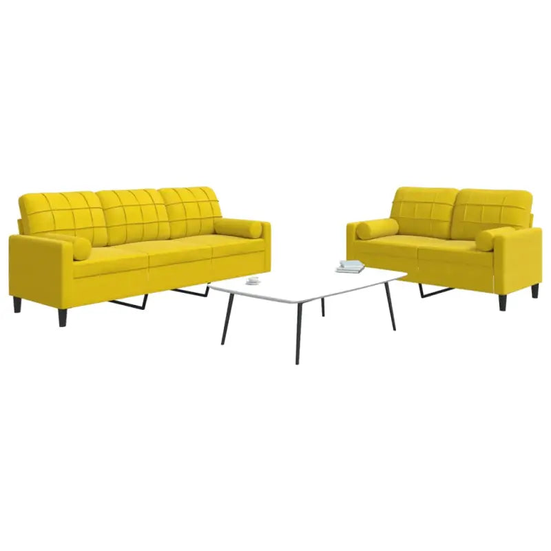 Banken loungeset met comfortabele afmetingen en stijlvolle design - Geel / met kussens - Banken