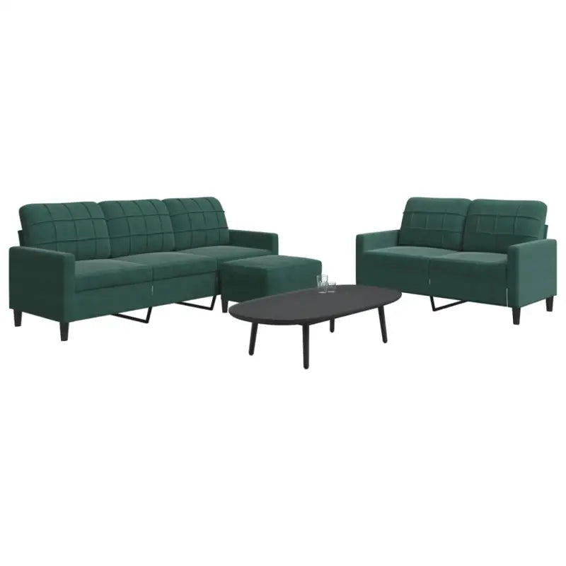 Banken loungeset met comfortabele afmetingen en stijlvolle design - Donkergroen / Met voetenbank - Banken