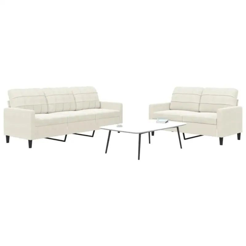 Banken loungeset met comfortabele afmetingen en stijlvolle design - Crème / Zonder voetenbank - Banken