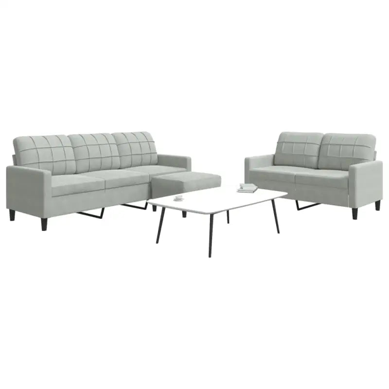 Banken loungeset met comfortabele afmetingen en stijlvolle design - Lichtgrijs / Met voetenbank - Banken