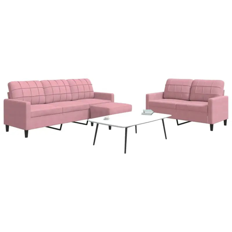 Banken loungeset met comfortabele afmetingen en stijlvolle design - Roze / Met voetenbank - Banken