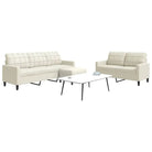 Banken loungeset met comfortabele afmetingen en stijlvolle design - Crème / Met voetenbank - Banken