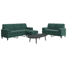 Banken loungeset met comfortabele afmetingen en stijlvolle design - Donkergroen / met kussens en voetenbankje - Banken