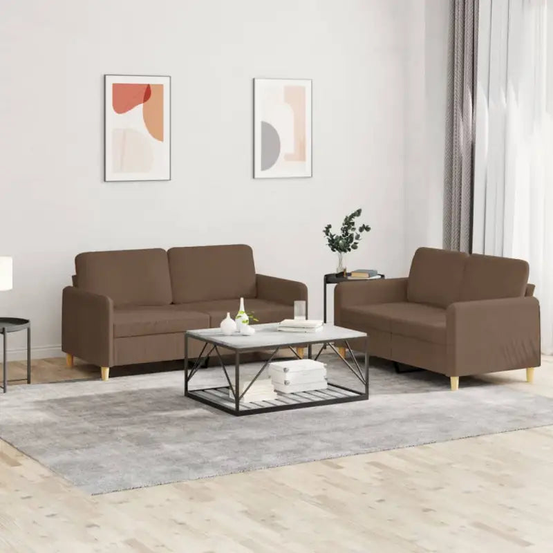 Banken loungeset met comfortabele diepte zitting en moderne uitstraling - Bruin / Zonder voetenbank - Banken