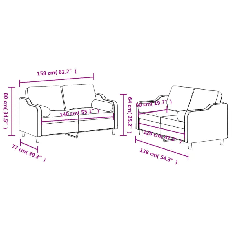 Banken Loungeset met comfortabele zitdiepte en elegante totale afmetingen - Banken