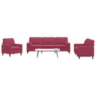 Banken loungeset met comfortabele zithoek en opvallend design - Wijnrood / met kussens - Banken