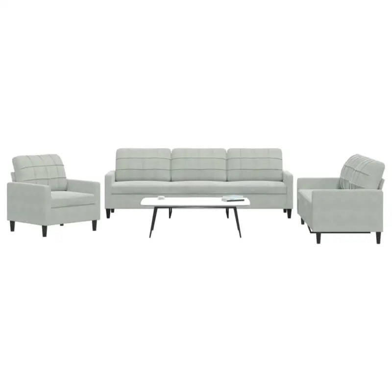 Banken loungeset met comfortabele zithoek en opvallend design - Lichtgrijs / Zonder voetenbank - Banken