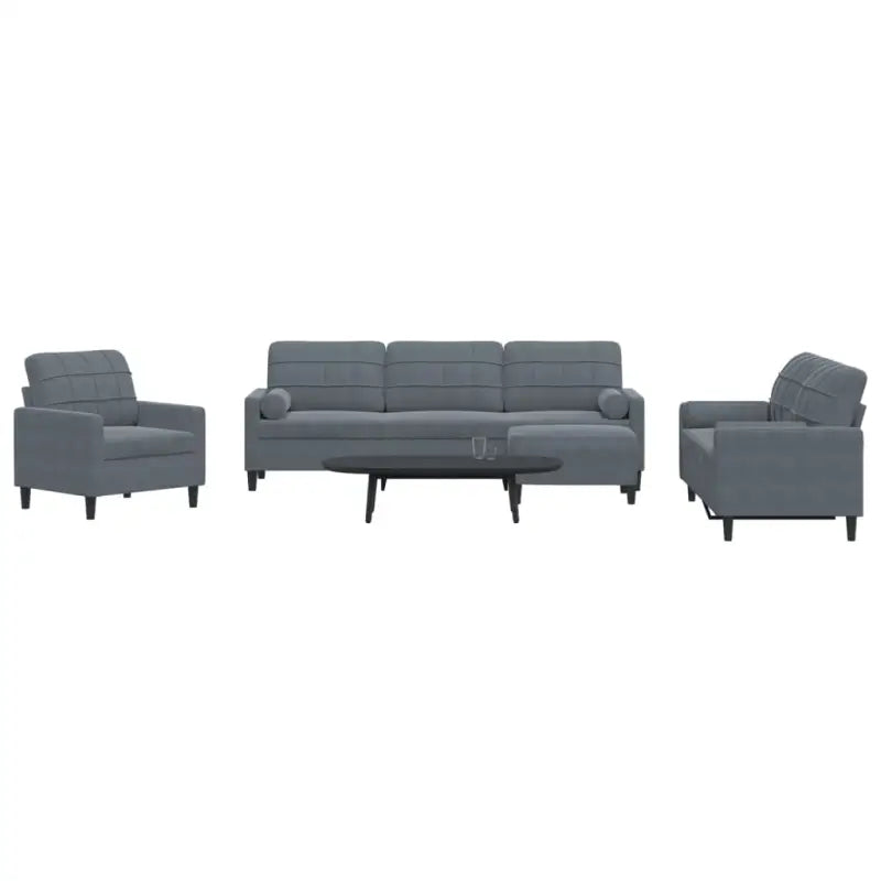Banken loungeset met comfortabele zithoek en opvallend design - Donkergrijs / met kussens en voetenbankje - Banken