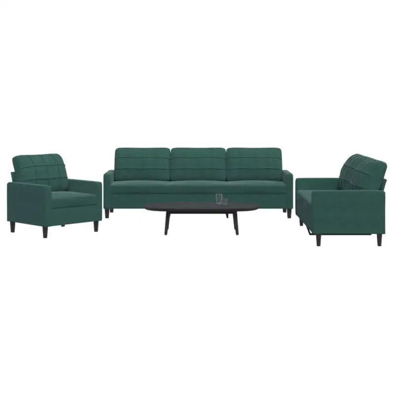 Banken loungeset met comfortabele zithoek en opvallend design - Donkergroen / Zonder voetenbank - Banken