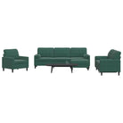 Banken loungeset met comfortabele zithoek en opvallend design - Donkergroen / met kussens en voetenbankje - Banken