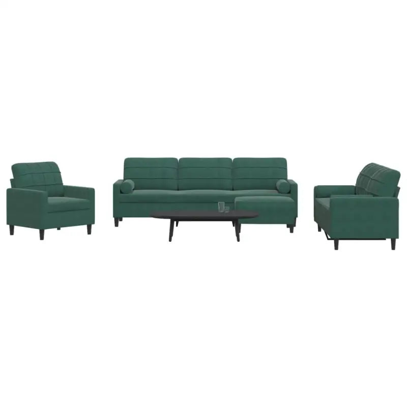 Banken loungeset met comfortabele zithoek en opvallend design - Donkergroen / met kussens en voetenbankje - Banken