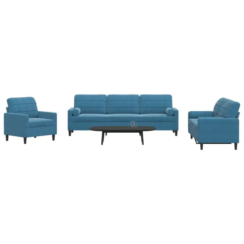 Banken loungeset met comfortabele zithoek en opvallend design - Blauw / met kussens - Banken