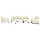 Banken loungeset met comfortabele zithoek en opvallend design - Crème / met kussens en voetenbankje - Banken