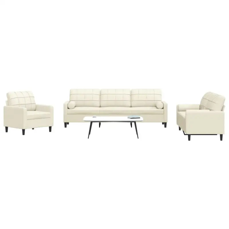 Banken loungeset met comfortabele zithoek en opvallend design - Crème / met kussens - Banken