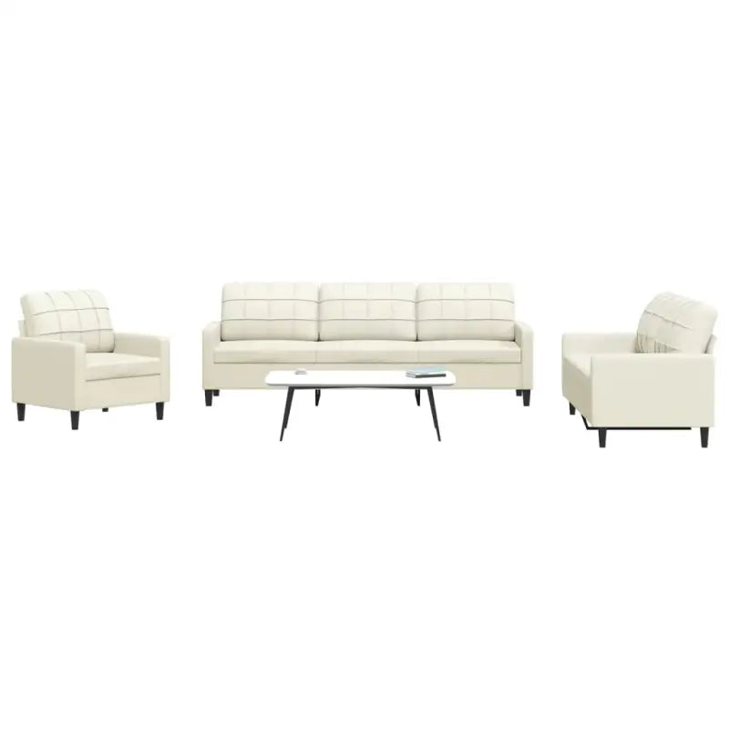 Banken loungeset met comfortabele zithoek en opvallend design - Crème / Met voetenbank - Banken