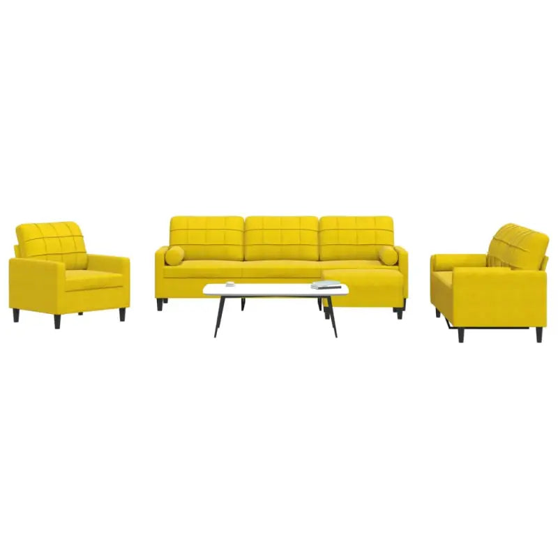 Banken loungeset met comfortabele zithoek en opvallend design - Geel / met kussens en voetenbankje - Banken