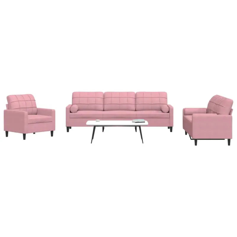 Banken loungeset met comfortabele zithoek en opvallend design - Roze / met kussens - Banken