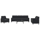 Banken loungeset met comfortabele zithoek en opvallend design - Zwart / Met voetenbank - Banken