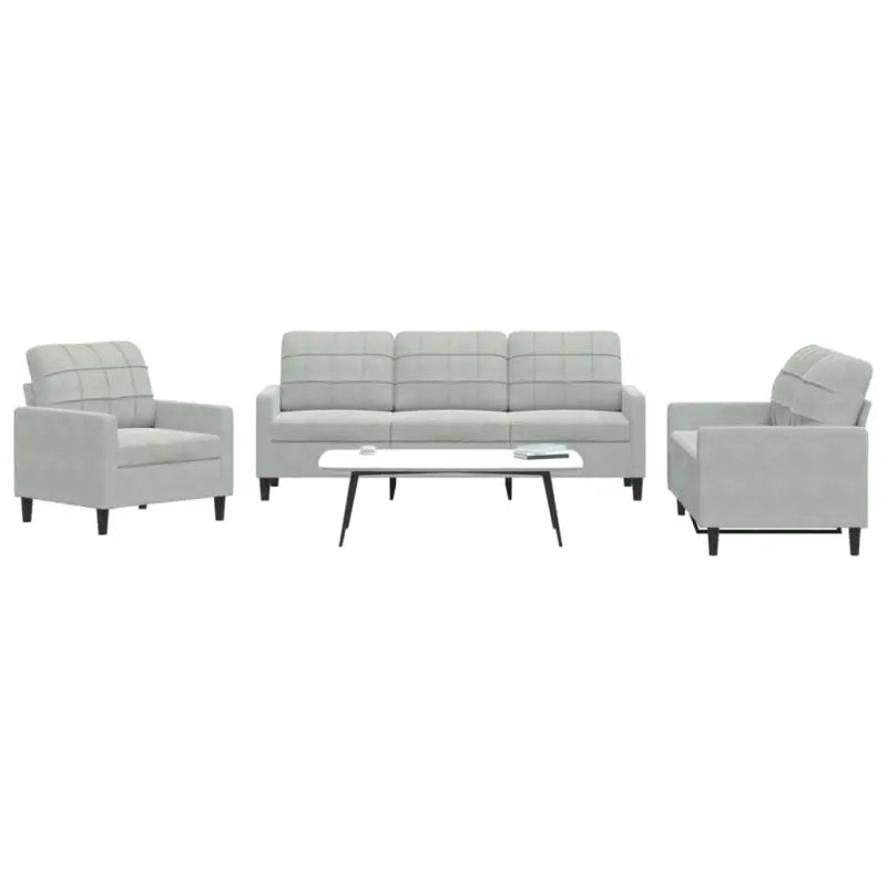Banken loungeset met comfortabele zithoogte en elegante totale afmetingen - Lichtgrijs / Zonder voetenbank - Banken