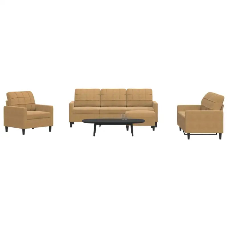 Banken loungeset met comfortabele zithoogte en elegante totale afmetingen - Bruin / Met voetenbank - Banken