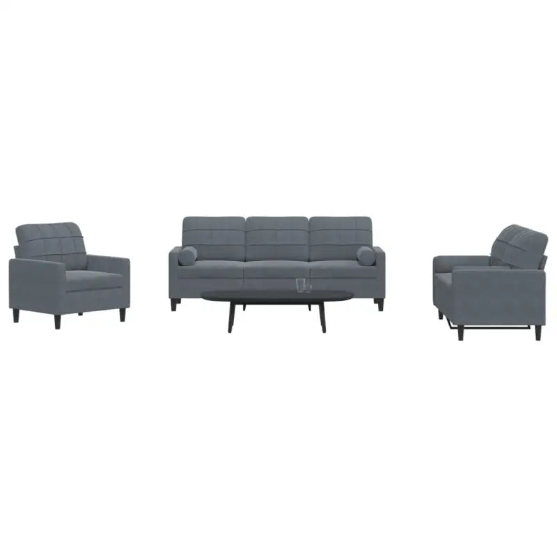 Banken loungeset met comfortabele zithoogte en elegante totale afmetingen - Donkergrijs / met kussens - Banken