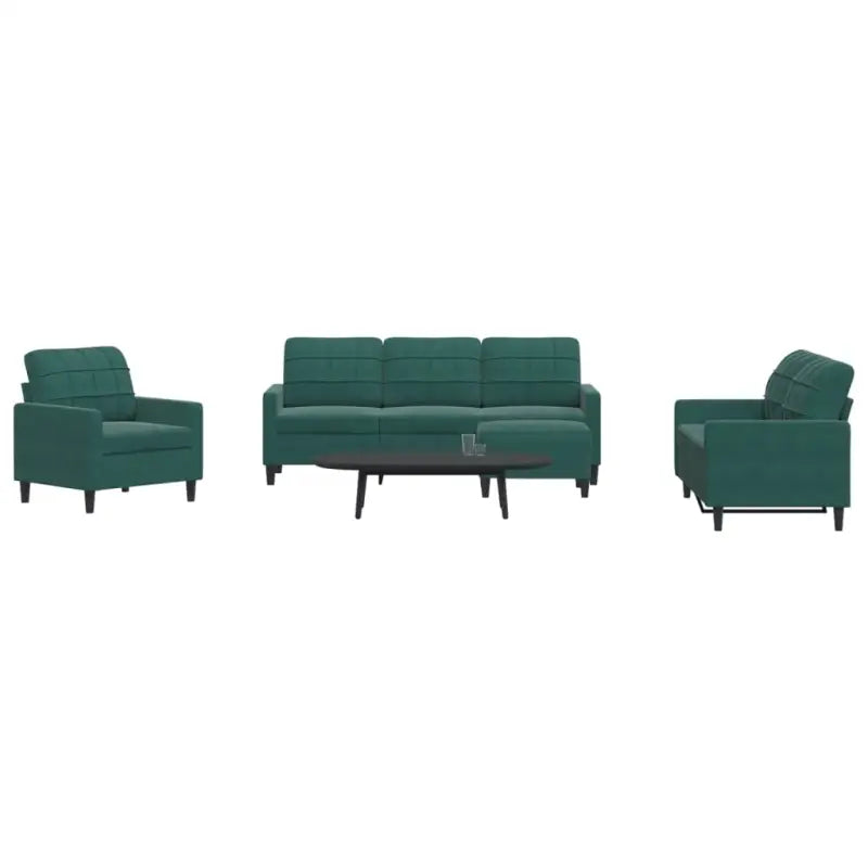 Banken loungeset met comfortabele zithoogte en elegante totale afmetingen - Donkergroen / Met voetenbank - Banken