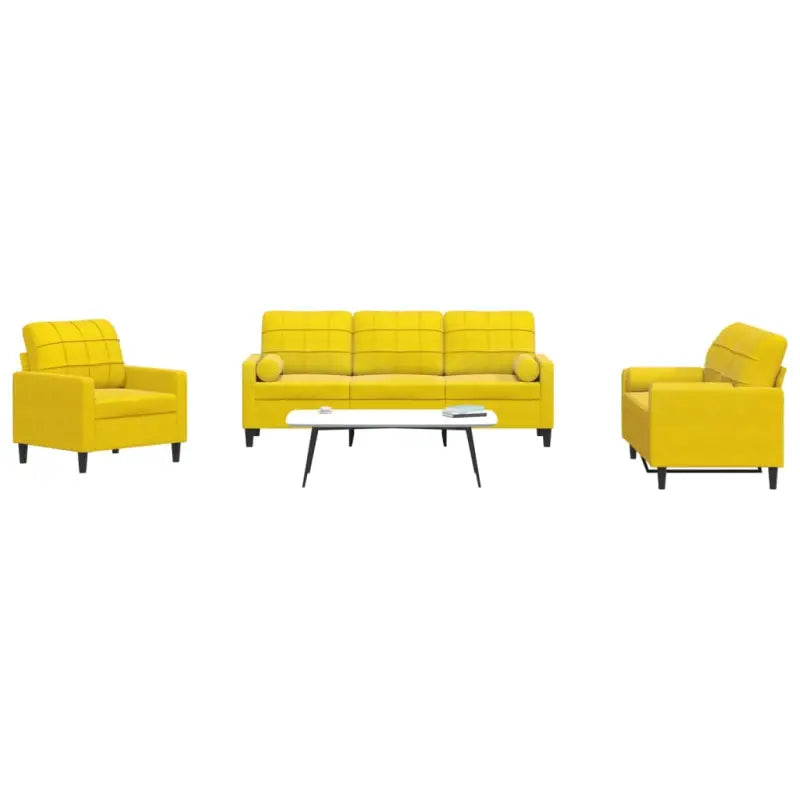 Banken loungeset met comfortabele zithoogte en elegante totale afmetingen - Geel / met kussens - Banken