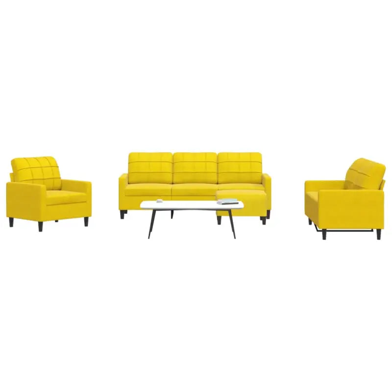 Banken loungeset met comfortabele zithoogte en elegante totale afmetingen - Geel / Met voetenbank - Banken